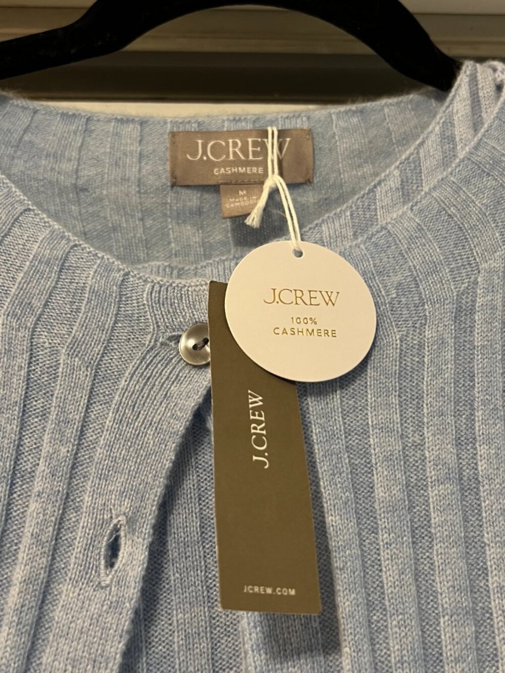 J.Crew Wide Rib Cashmere Cardigan Set, Blue - Size M (NWT) - Picture 3 of 6